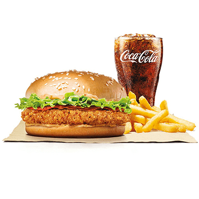 クリスピーチキンバーガーセット(フレンチフライ・ドリンクつき)